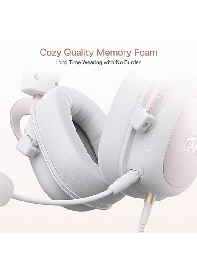 REDRAGON - H510 Zeus White Wired Gaming Headset - 7.1 Surround Sound - Memory Foam Ear Pads - 53MM Drivers - Detachable Microphone - Multi Platforms for PC, PS4/3 & Xbox One/Series X, NS - Image 1
