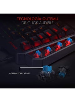 REDRAGON Redragon K585 DITI One-Handed RGB Mechanical Gaming Keyboard Blue Switches Type-C Professional Gaming Keypad with 7 Onboard Macro Keys Detachable Wrist Rest 42 Keys  - Image 4