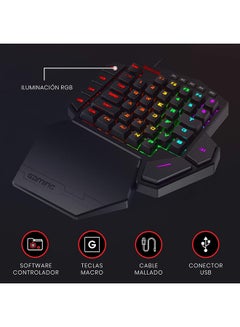 REDRAGON Redragon K585 DITI One-Handed RGB Mechanical Gaming Keyboard Blue Switches Type-C Professional Gaming Keypad with 7 Onboard Macro Keys Detachable Wrist Rest 42 Keys  - Image 5