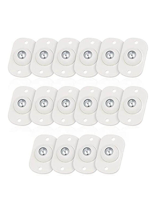 16Pcs Self-Adhesive Caster Wheels White 23.2 x 16.8 x 3.7cm 