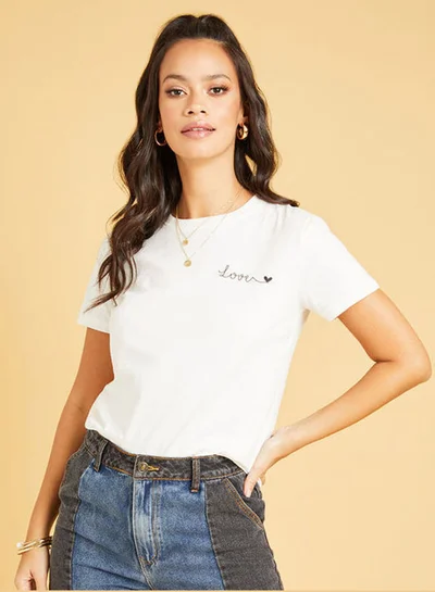 Closet By Styli Womens Round Neck T-Shirt Off White