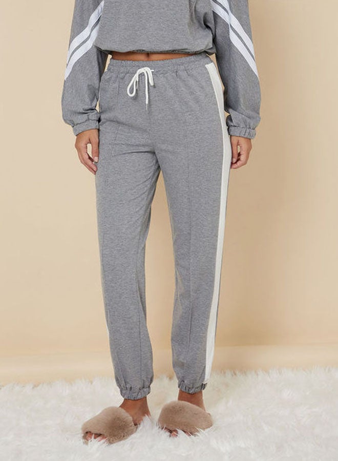 Closet By Styli Long Sleeve Collared T-Shirt With Pants Charcoal - Image 4