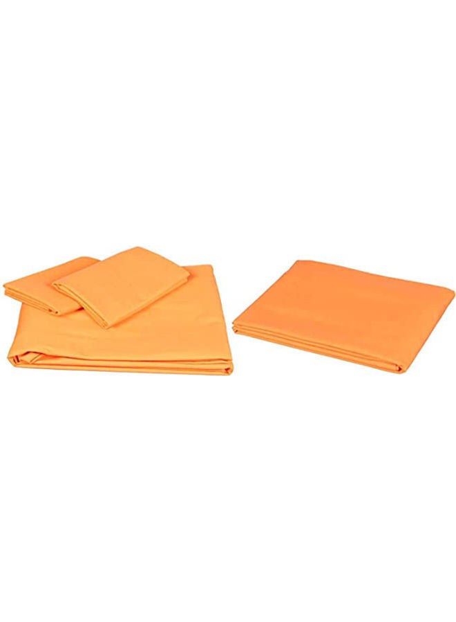 Fitted Bed Sheet Set 4 Pieces Combination Orange 240x260cm - Image 1