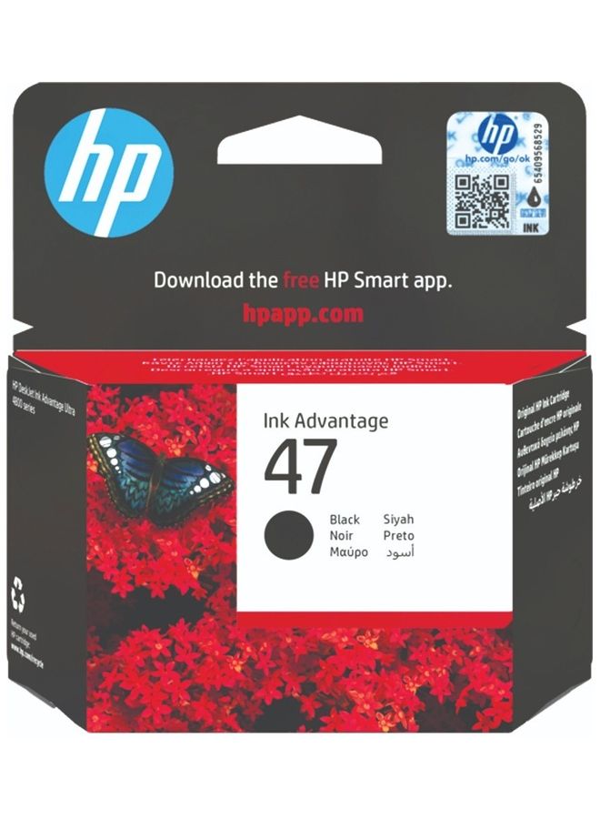 HP - 47 Original Black Ultra Ink Advantage Cartridge (6ZD21AE) Black - Image 1