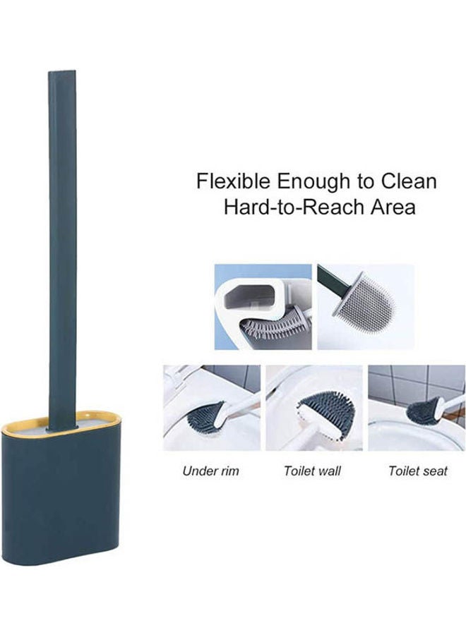 دوسيلف فرشاة مرحاض مسطحة مع حامل سيليكون فرشاة تنظيف المرحاض متعدد الألوان - Image 3