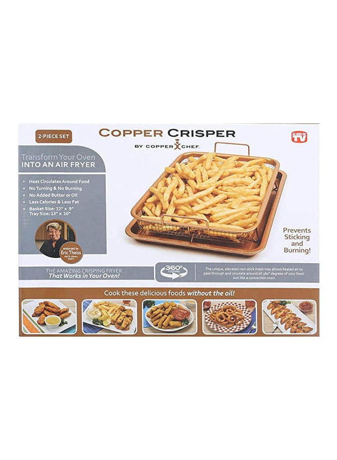 طقم صينية مستطيلة نحاسية مقرمشة مكون من قطعتين (صينية تقديم غير لاصقة) مثالية للفرن - Image 2