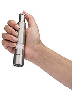 Generic Grinded Gourmet Salt And Pepper Grinder With Modern Thumb Button Grinder Silver  - Image 3