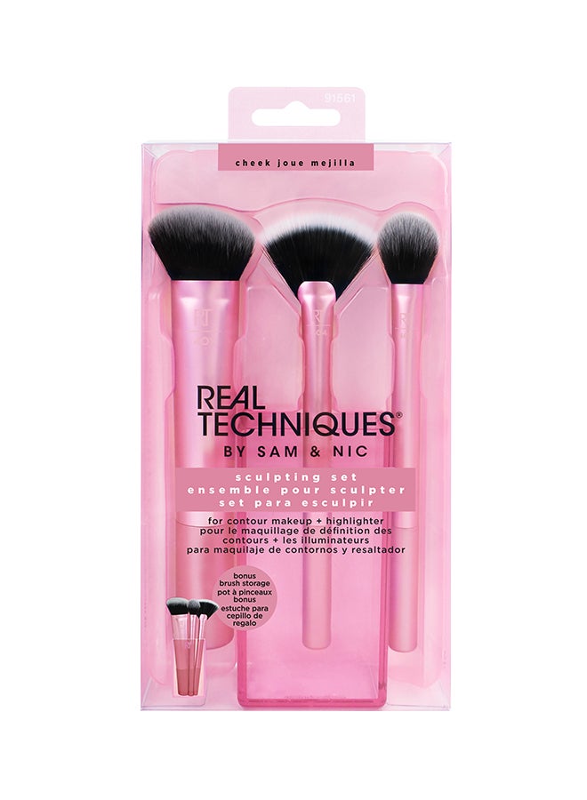 REAL TECHNIQUES - By Sam & Nic Finish Sculpting Makeup Brush Set Pink/Black - Image 1