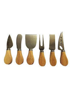 Generic Butter And Cheese Knife Set 6 Pieces Beige 