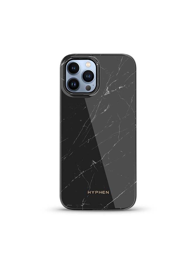HYPHEN Luxe Marble Case Compatible With Aplple iPhone 13 Pro -Thermoplastic - Solid Wireless Charging Compatible Technology Black - Image 1