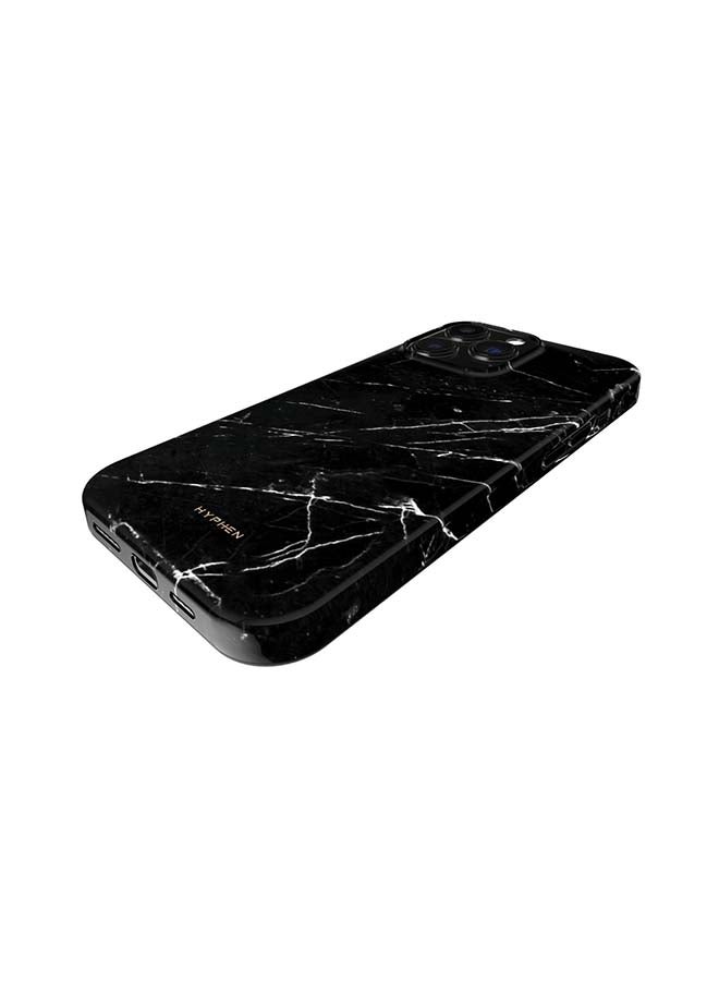HYPHEN Luxe Marble Case Compatible With Aplple iPhone 13 Pro -Thermoplastic - Solid Wireless Charging Compatible Technology Black - Image 2