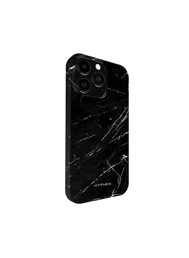 HYPHEN Luxe Marble Case Compatible With Aplple iPhone 13 Pro -Thermoplastic - Solid Wireless Charging Compatible Technology Black - Image 4