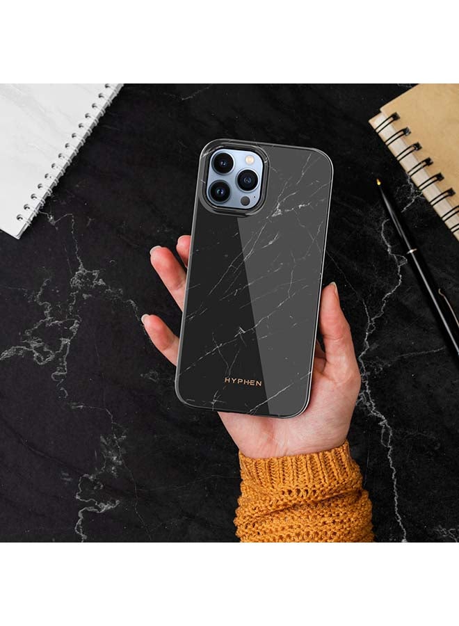 HYPHEN Luxe Marble Case Compatible With Aplple iPhone 13 Pro -Thermoplastic - Solid Wireless Charging Compatible Technology Black - Image 5