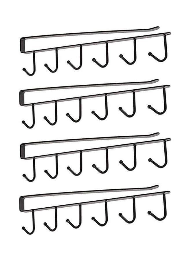 4Pcs 6 Hooks Cup Holder Hang Kitchen Cabinet Under Shelf Storage Rack Organizer Hook Black 6.5x25cm  - Image 2