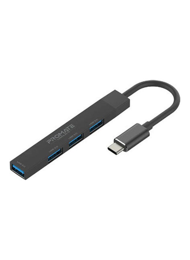 PROMATE - 4-in-1 Multi-Port USB-C Data Hub Black - Image 1