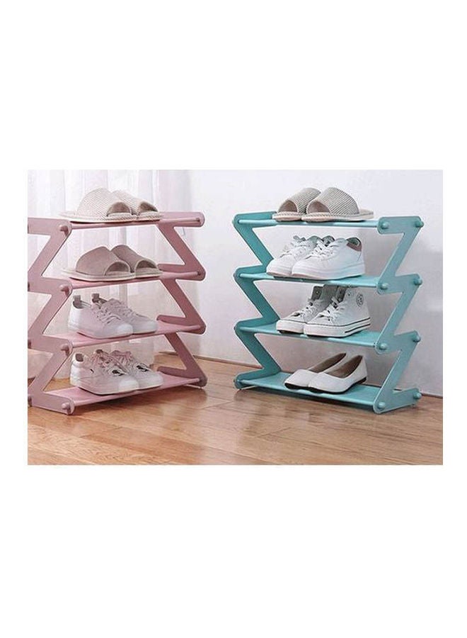 2 Pieces Metal And Plastic Zigzag Shoe Organizer 4 Rack Multicolour - Image 1