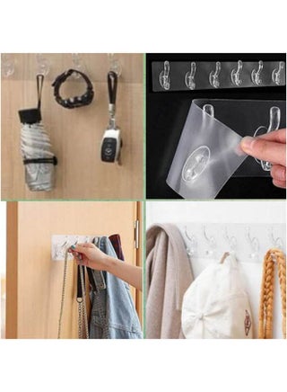A Multi Use Holder With 6 Hooks Self Adhesive For Hanging Keys Accessories Clothes Etc- Clear - v1649161232/N53066169A_1
