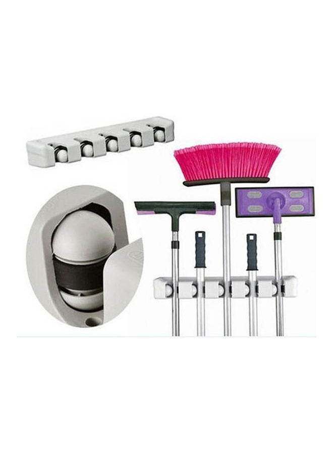 Mop Holder With Hook Broom Holder Drilling Wall Mounted Grey 41x6x8cm - Image 1