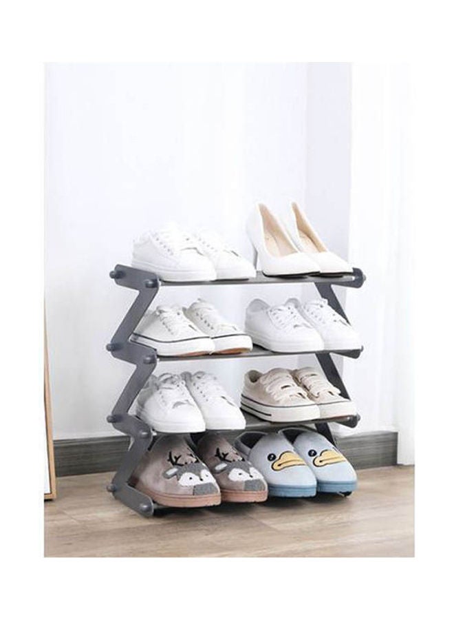 Plastic Metal Shoe Organizer Zigzag 4 Levels Grey - Image 1
