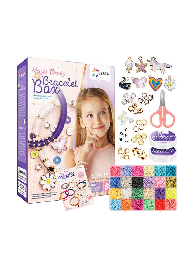 ESSEN - Clay Beads Heishi Bracelet Jewellery Making DIY Bead Craft Kit with Charms Alphabets - 5591+ Pieces 21 x 14 x 4.8cm - Image 1