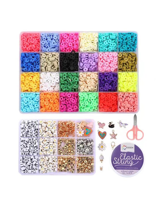 ESSEN - Clay Beads Heishi Bracelet Jewellery Making DIY Bead Craft Kit with Charms Alphabets - 5591+ Pieces 21 x 14 x 4.8cm - Image 1