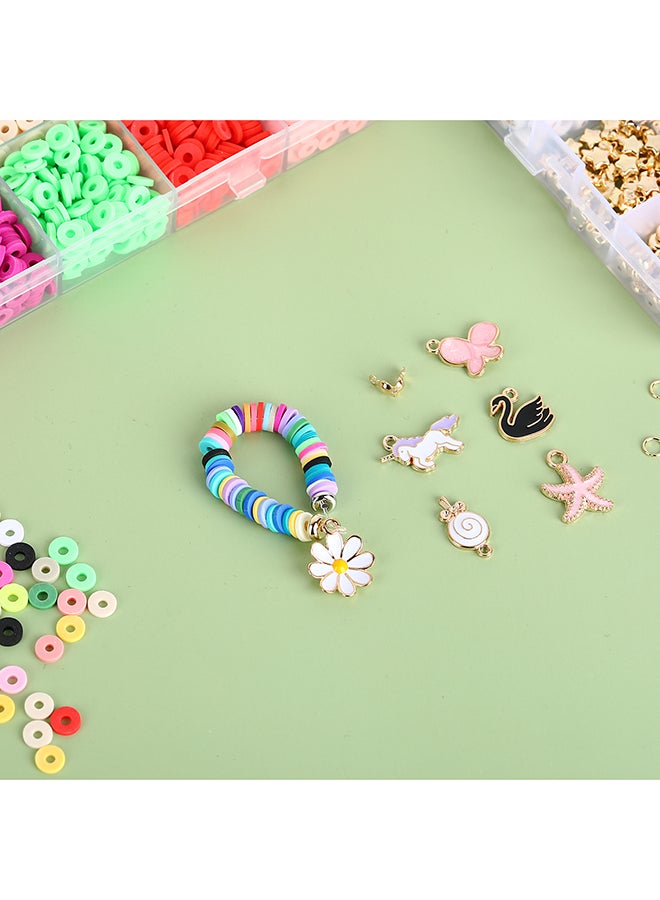 ESSEN - Clay Beads Heishi Bracelet Jewellery Making DIY Bead Craft Kit with Charms Alphabets - 5591+ Pieces 21 x 14 x 4.8cm - Image 1