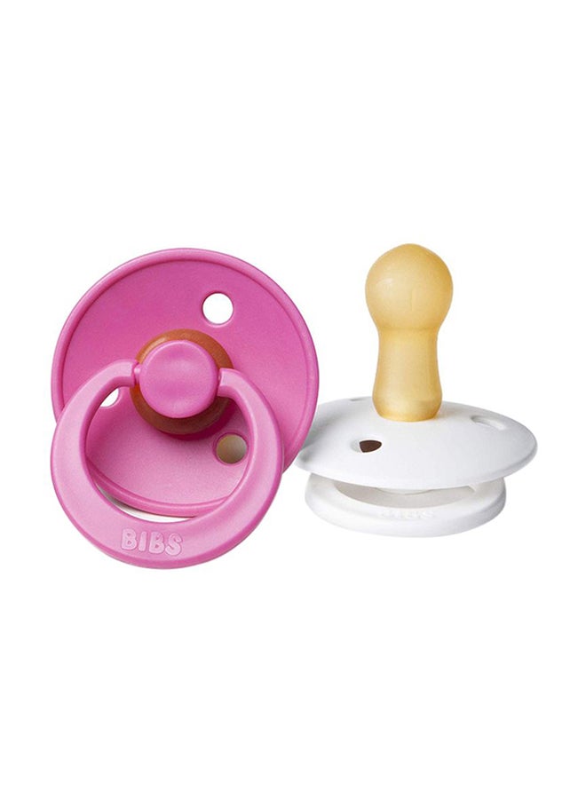 بيبس طقم لهاية مهدئة من المطاط الطبيعي للأطفال، من عمر 6 إلى 18 شهراً من قطعتين - لون راسبيري/عاجي - Image 1