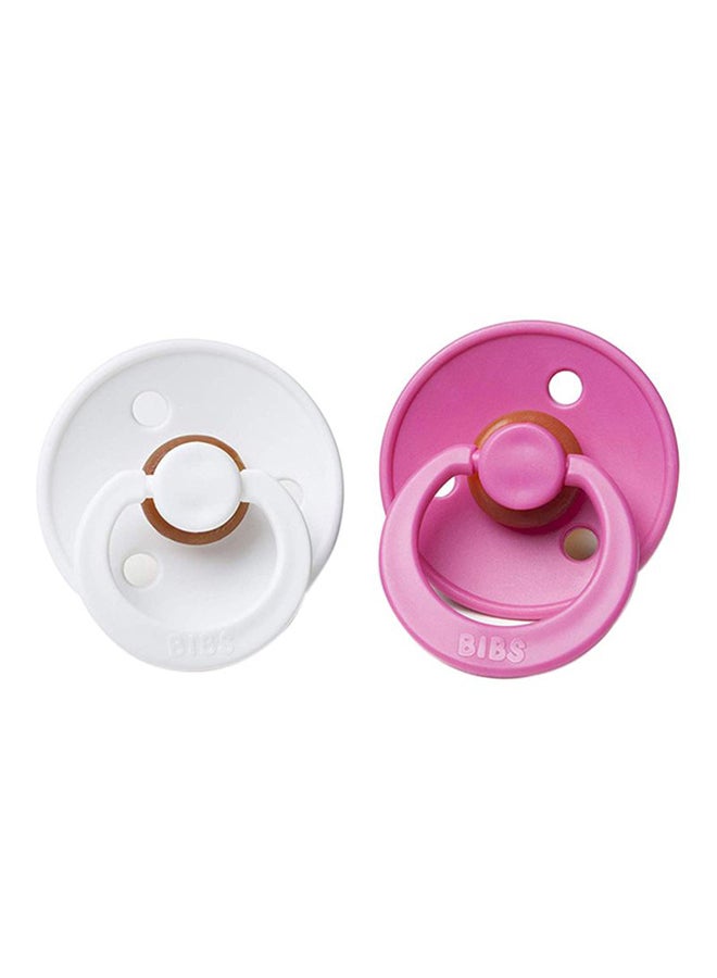 بيبس طقم لهاية مهدئة من المطاط الطبيعي للأطفال، من عمر 6 إلى 18 شهراً من قطعتين - لون راسبيري/عاجي - Image 2