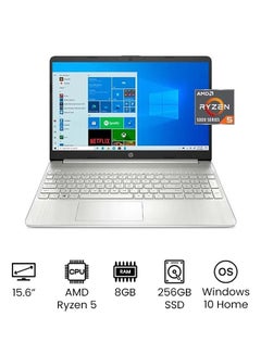 HP 15-EF2127 (Upgraded Version) Laptop With 15.6-Inch Full HD Display, AMD Ryzen 5 5500 Processer/8GB RAM/256GB SSD/AMD Radeon Graphics/Windows 10 Home English Silver  - Image 1