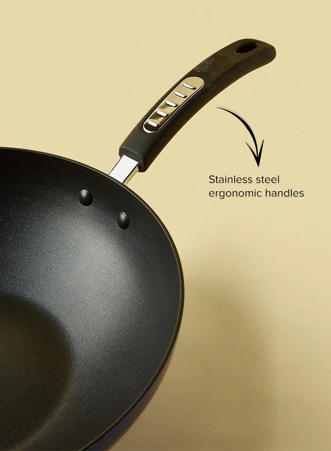 ايست من نون مقلاة ووك بسطح مانع للالتصاق عند التقليب وسعة 4.2 لترات ومزودة بغطاء - مقاس 30 سم - لون أزرق أزرق - Image 2