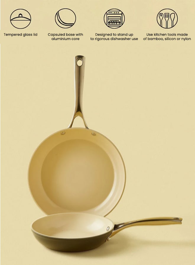 Noon East 2 Piece Frying Pan Set - Aluminum Pan - Non-Stick Surface - Ceramic Coating - PFOA Free - Frying Pan Black Black 2 Piece - Image 1