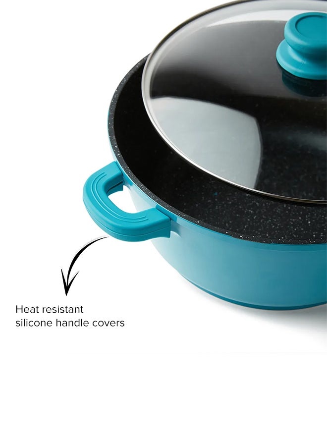 Noon East - 8 Piece 8 Piece Cookware Set - Cast Aluminum Pots And Pans - Non-Stick Surface - Tempered Glass Lids - PFOA Free - Frying Pan, Casserole With Lid, Kitchen Tools - Blue Blue - Image 1