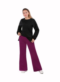 Casual Plain-Basic Round Neck Blouse Black