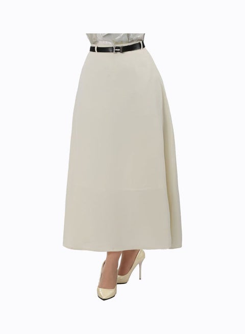 Casual Half Circle Crepe Skirt Beige