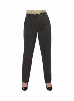 Casual Stripes Straight Leg Pants Grey