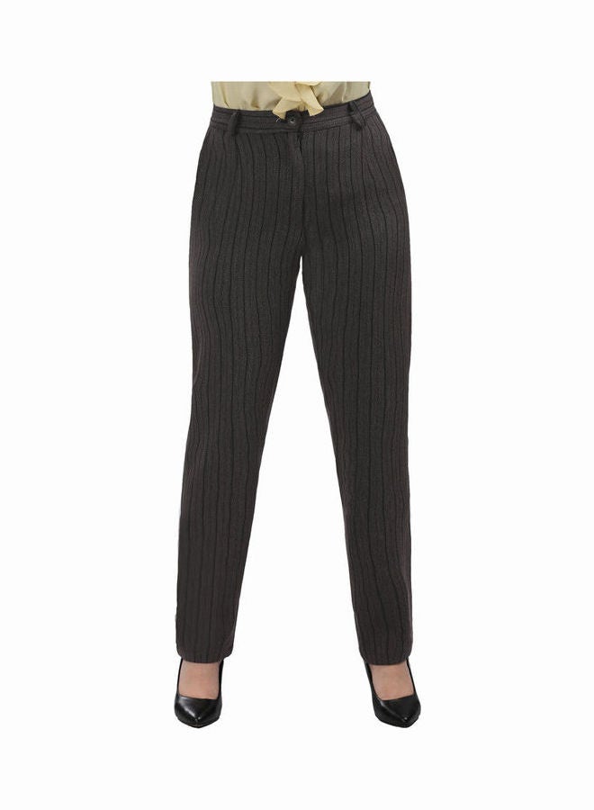 Smoky Egypt - Casual Stripes Straight Leg Pants Grey - Image 1