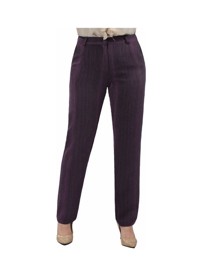 Smoky Egypt - Casual Stripes Straight Leg Pants Mauve - Image 1