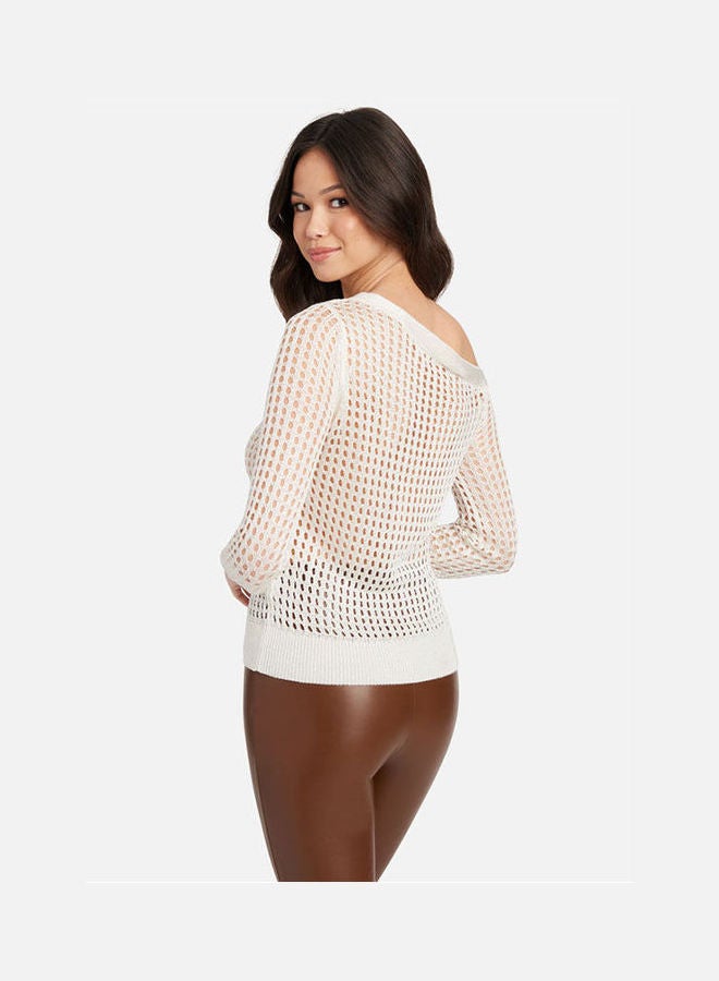 Ladies Knit Sweater Top White