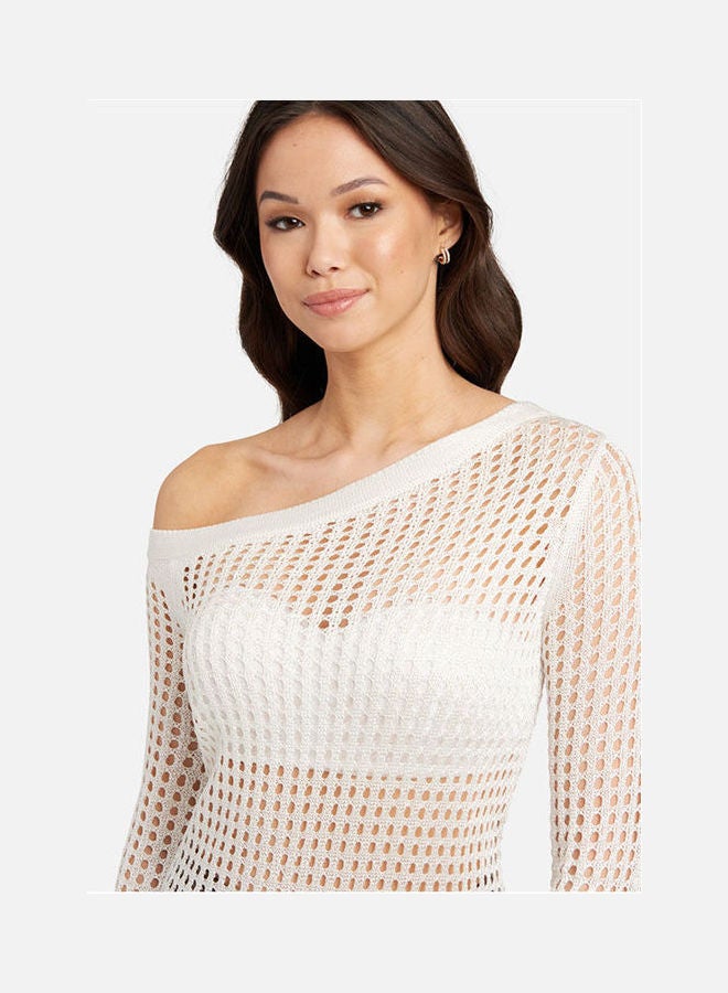 Ladies Knit Sweater Top White