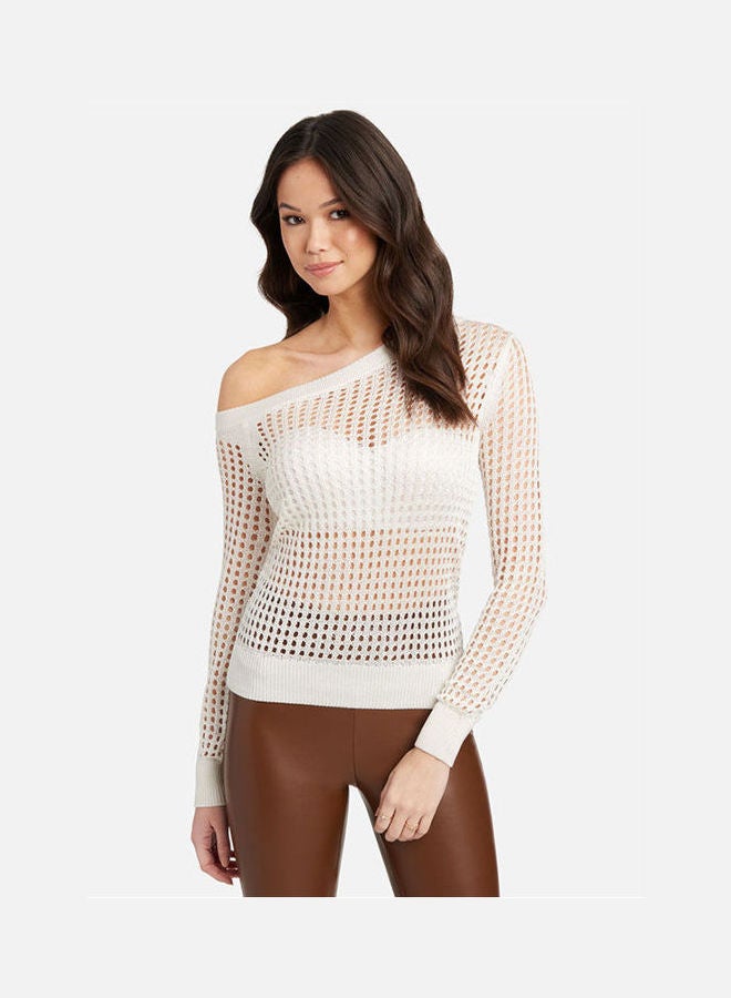 Ladies Knit Sweater Top White