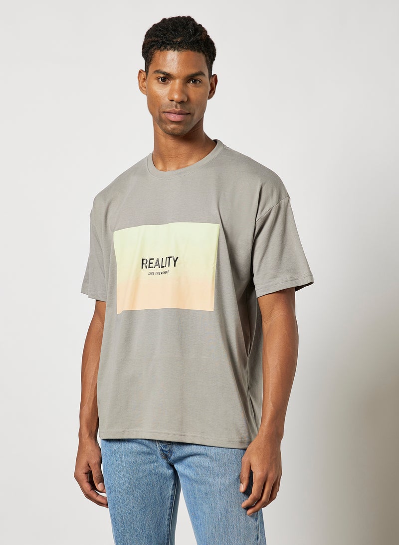 STATE 8 Slogan Print T-Shirt Grey  - Image 1