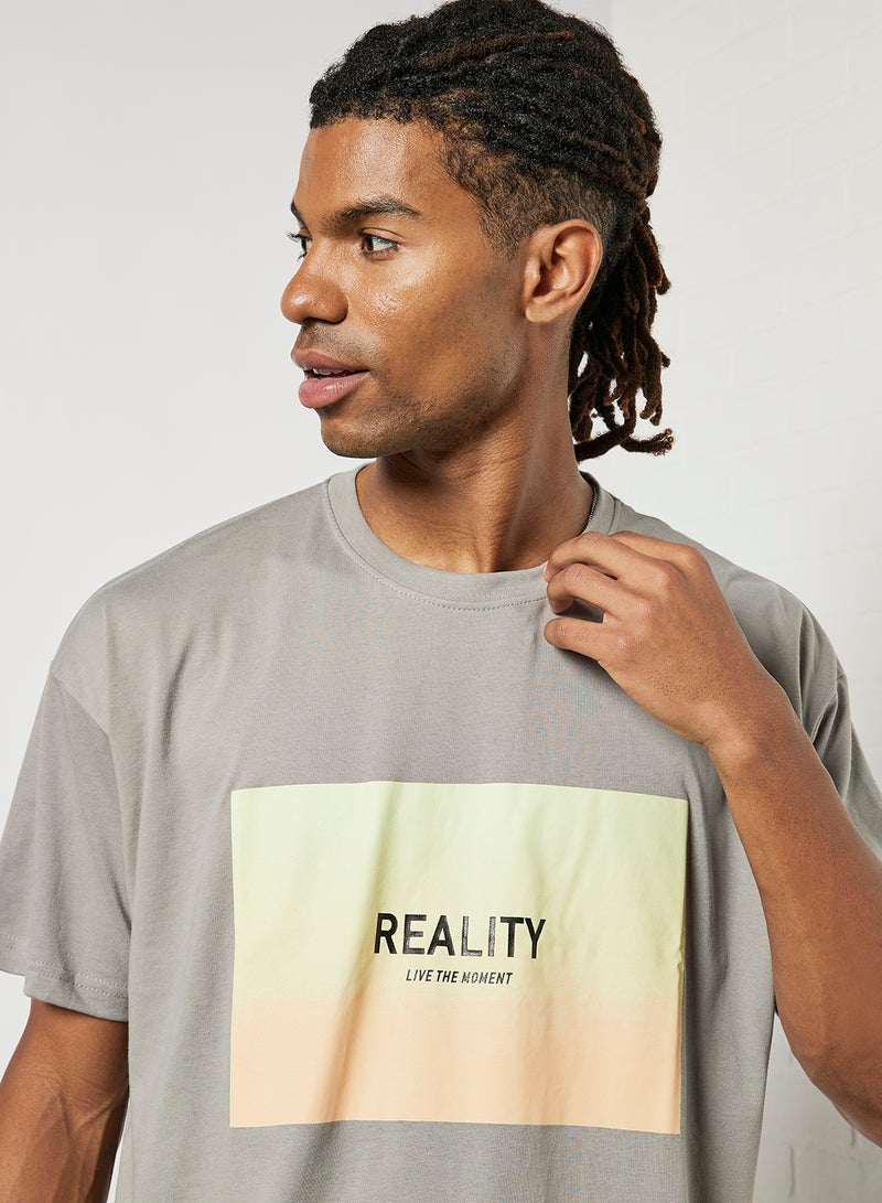STATE 8 Slogan Print T-Shirt Grey  - Image 4