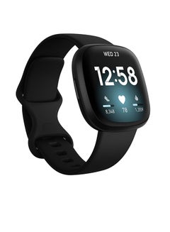 Fitbit Versa 3 Health & Fitness Smartwatch with 6-months Premium Membership Included Built-in GPS Daily Readiness Score and Up To 6+ Days Battery Black/Black Aluminium  - Image 1