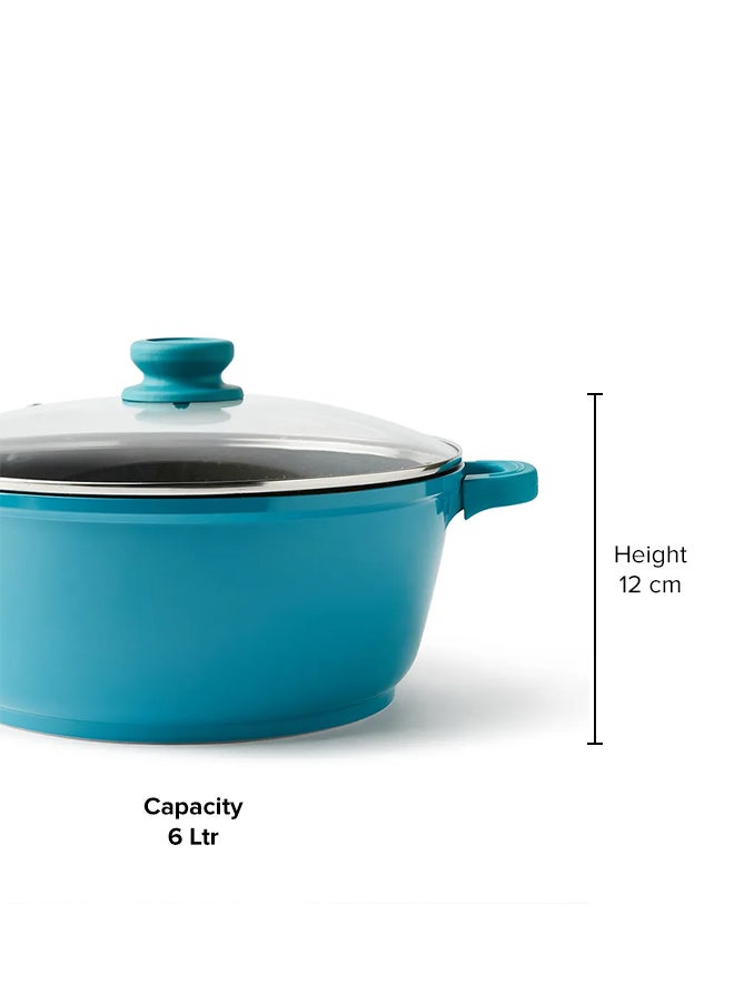 Noon East - 8 Piece 8 Piece Cookware Set - Cast Aluminum Pots And Pans - Non-Stick Surface - Tempered Glass Lids - PFOA Free - Frying Pan, Casserole With Lid, Kitchen Tools - Blue Blue - Image 1