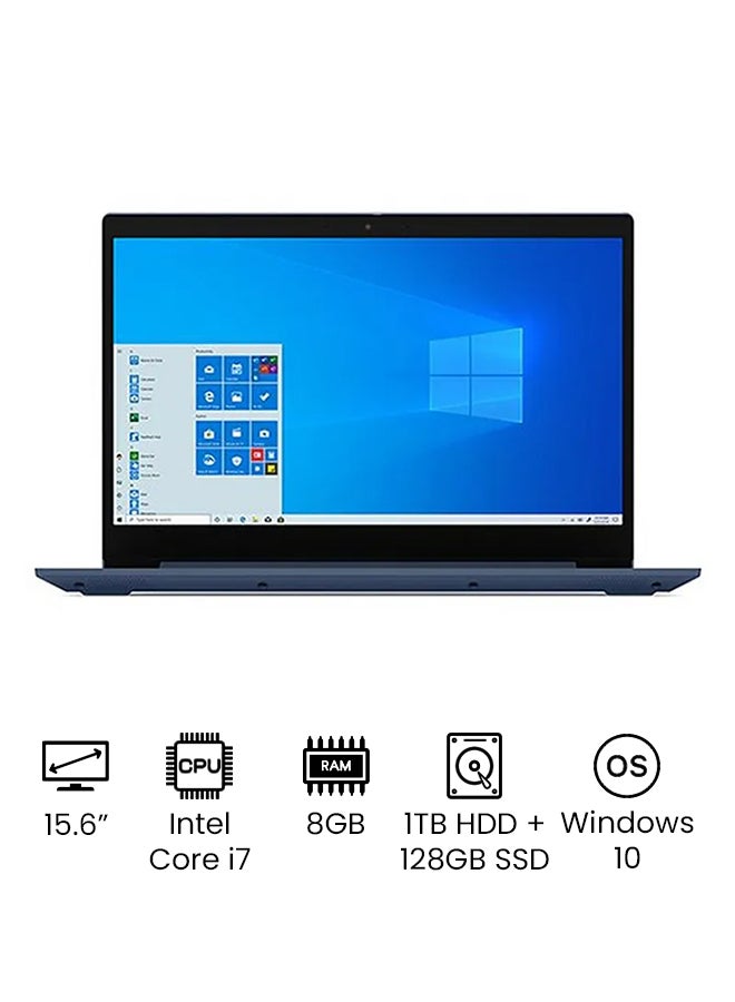 IdeaPad 3 Laptop With 15.6-Inch Full HD Display, 10th Gen Core i7 Processor/8GB RAM/1TB HDD+128GB SSD Hybrid Drive/NVIDIA GeForce MX330 Graphics Card/Windows 10 Abyss Blue