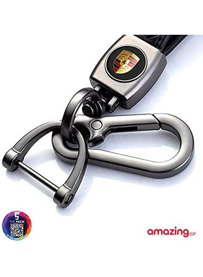 Genuine Leather Car Logo Keychain For Porsche Car - Image 2