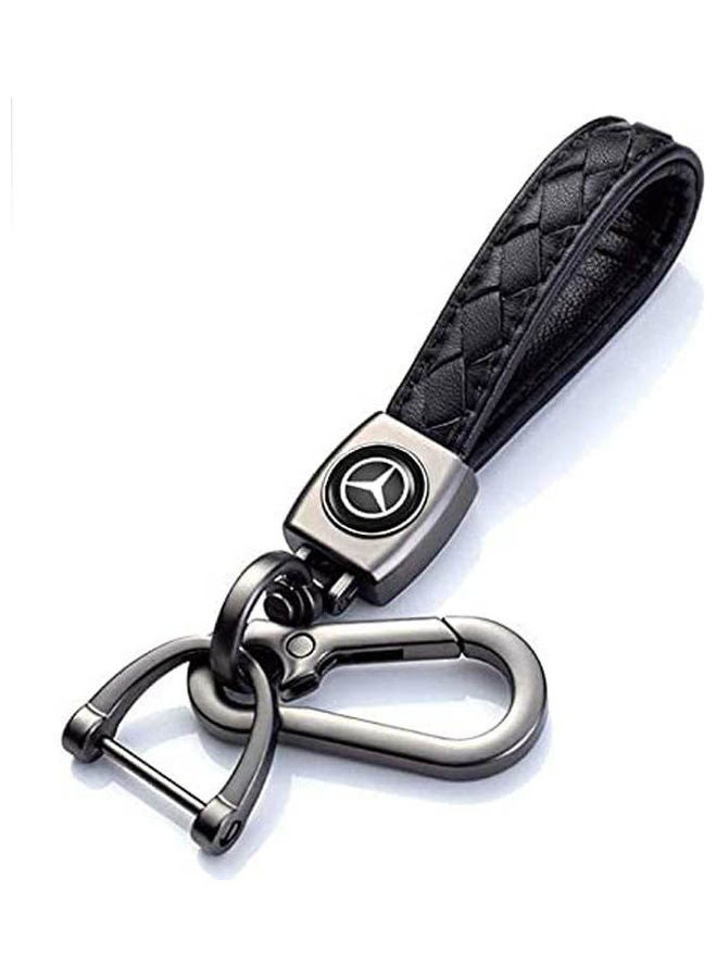 Generic Genuine Leather Car Logo Keychain For Mercedes Benz Car  - Image 1
