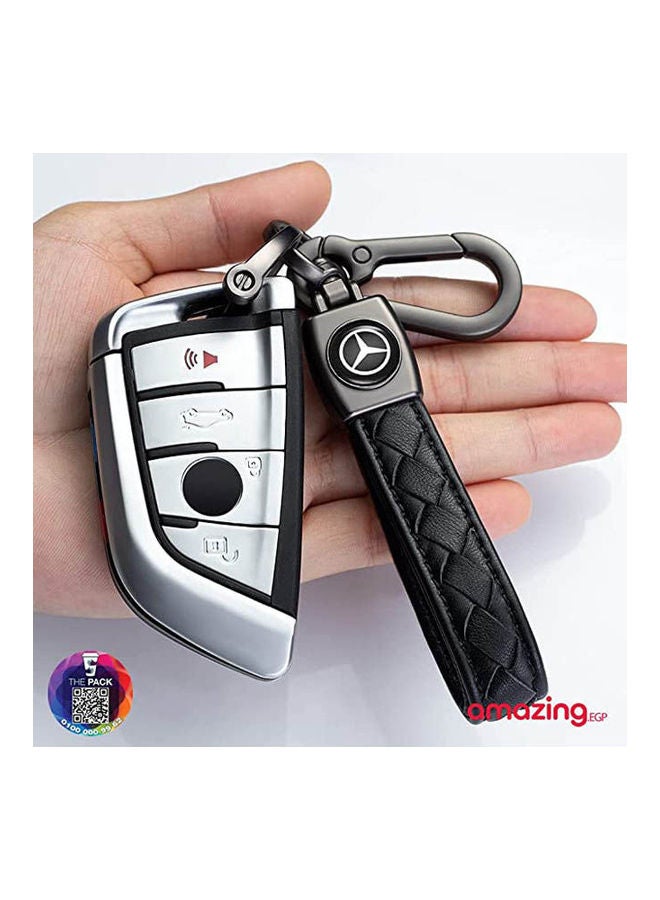 Generic Genuine Leather Car Logo Keychain For Mercedes Benz Car  - Image 2