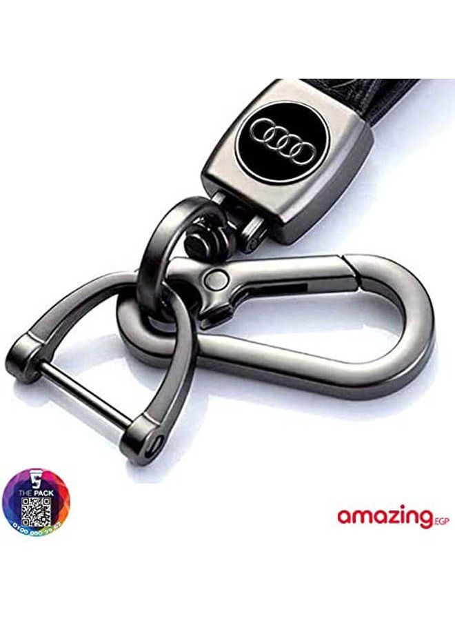 Genuine Leather Car Logo Keychain For Audi Car - Image 2