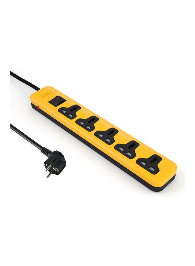 iLOCK Power Strip 5 Universal Outlets With Overload Switch Yellow-Black  - Image 1